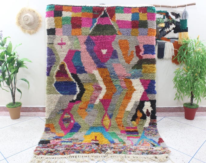 Authentic Moroccan Rug, Custom Fabulous Boujad Rug, Azilal rug, Abstract Multicolored Carpet, Handmade Moroccan Rug, Bohemian Rug