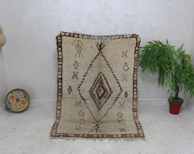 Authentic Moroccan Rug, Vintage Beni Ourain Rug, 5.9FT x 4.0FT, Vintage Moroccan