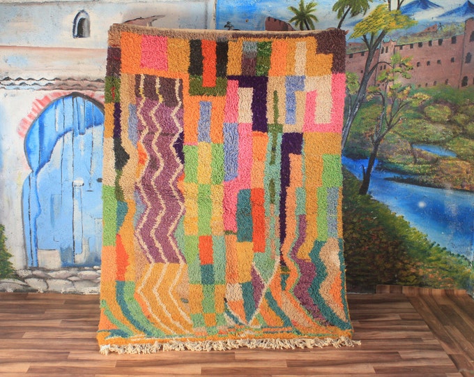 Colorful Moroccan Rug, Custom Fabulous Boujad Rug, Abstract Multicolored Carpet, Handmade Moroccan Rug, Bohemian rug