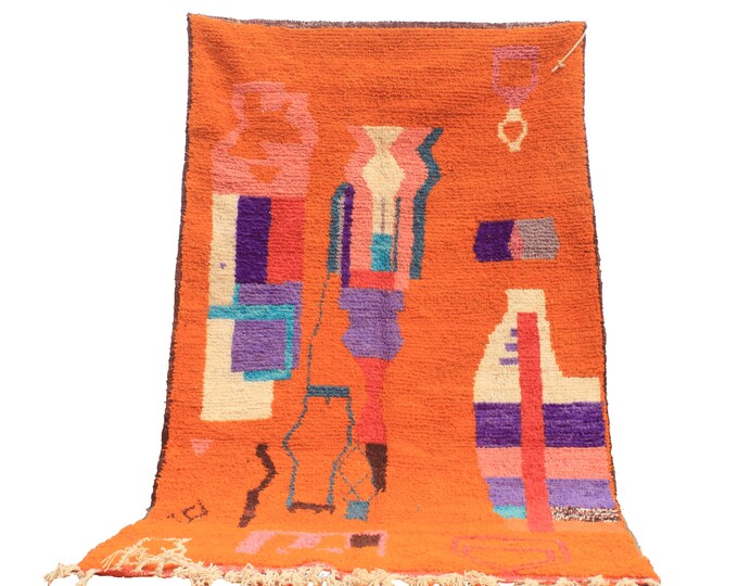 authentic moroccan rug, custom fabulous boujad rug, azilal rug, abstract multicolored carpet, handmade moroccan rug, bohemian rug