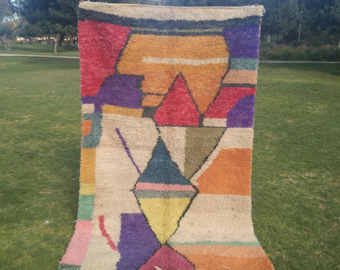 Authentic Moroccan Rug, Custom Fabulous Boujad Rug Azilal rug Abstract, Handmade Moroccan Rug, Bohemian rug White Wool Rug,