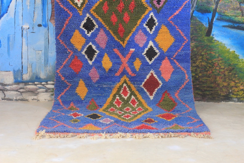 colorful moroccan rug, custom fabulous boujad rug, azilal rug, abstract multicolored carpet, handmade moroccan rug, bohemian rug image 5