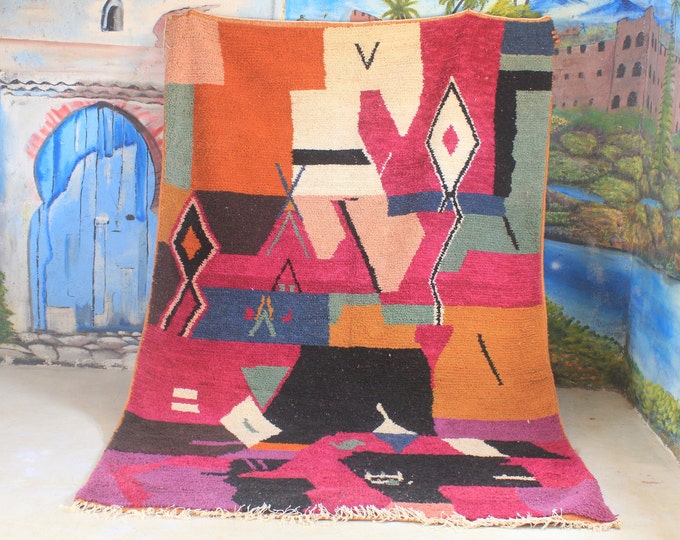 Moroccan rug , Beni Mrirt rug, Premium quality Moroccan rug, Modern artwork, Handwoven large Shaggy rug