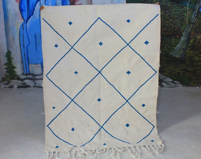 morocco rug, Moroccan Kilim Rug, white Kilim Rug, Moroccan Rug, Handmade Rug, Area Rug, Boho Rug, Bohemian Decor, Bedroom Rug