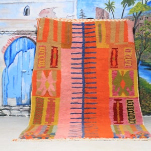 Authentic Moroccan Rug, Custom Fabulous Boujad Rug, Azilal rug, Abstract Multicolored Carpet, Handmade Moroccan Rug, Bohemian Rug
