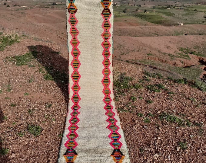 Natural Moroccan Handmade Rug, Antique Entrance Rug, Original Long Narrow Rug,