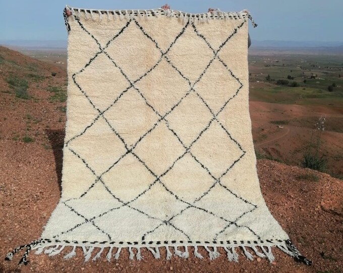 moroccan rug custom beni ouarain - authentic beni ourain rug, moroccan beni rug, natural wool area rug, handmade furniture