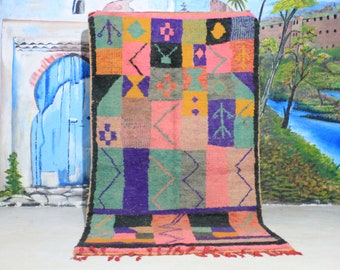 Custom Fabulous Boujad Rug, Authentic Moroccan Rug, Abstract Multicolored Carpet, Handmade Moroccan Rug, Bohemian rug