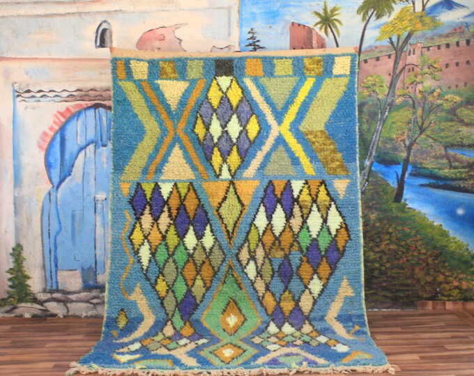 colorful moroccan rug, custom fabulous boujad rug, azilal rug, abstract multicolored carpet, handmade moroccan rug, bohemian rug