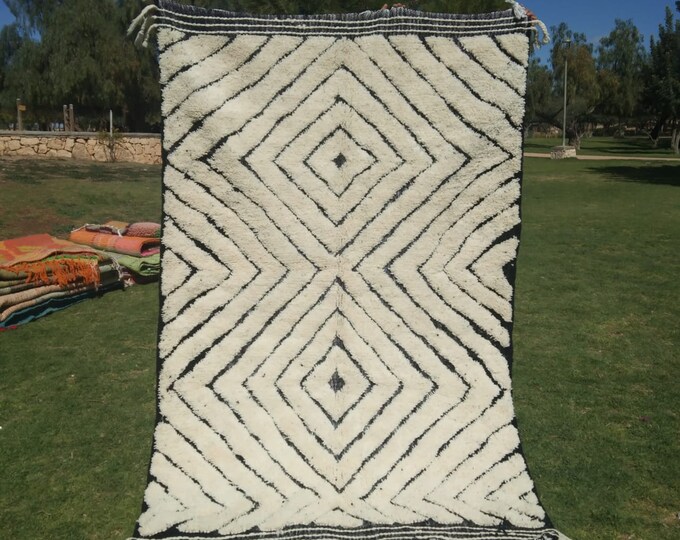 Handmade Moroccan Rug - Full Wool Rug - Custom Rug - Handmade Rug - Genuine Sheep Wool. size: 242X156cm