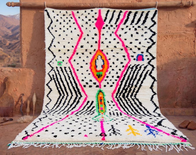 Authentic Moroccan Rug, Custom Fabulous Boujad Rug, Azilal rug, Abstract Multicolored Carpet, Handmade Moroccan Rug, Bohemian Rug