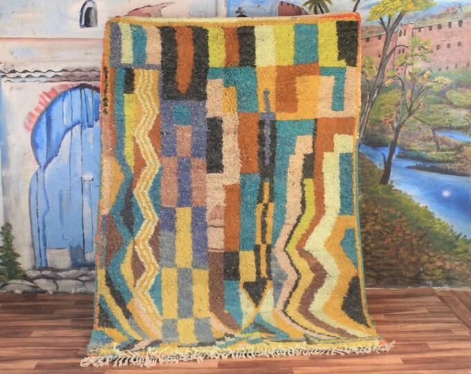 Amazing Multicolored Rug - Custom Fabulous Boujaad Rug  -Handmade Rug - Moroccan Berber Rug - Traditional Moroccan Carpet