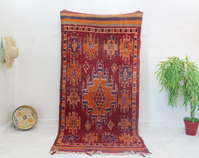 Vintage Beni Mguild rug, Authentic Moroccan Rug 3x6 ft