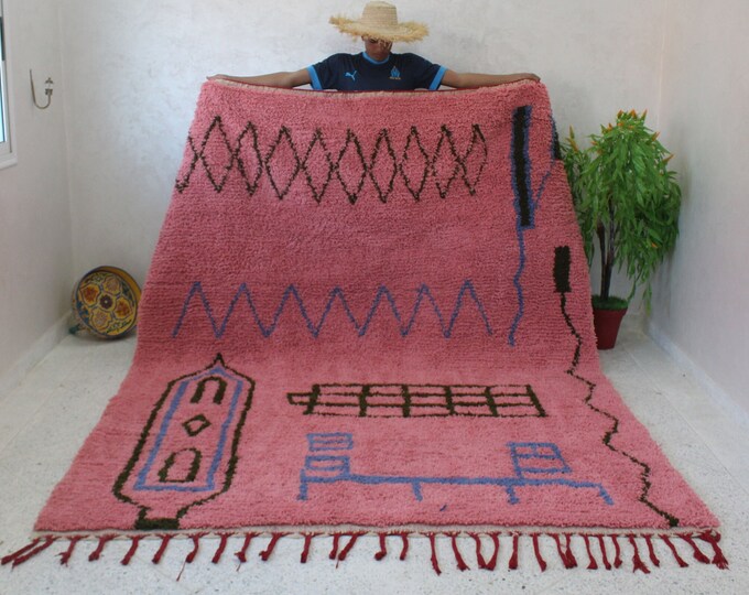 colorful moroccan rug, custom fabulous boujad rug, azilal rug, abstract pink carpet, handmade moroccan rug, bohemian rug