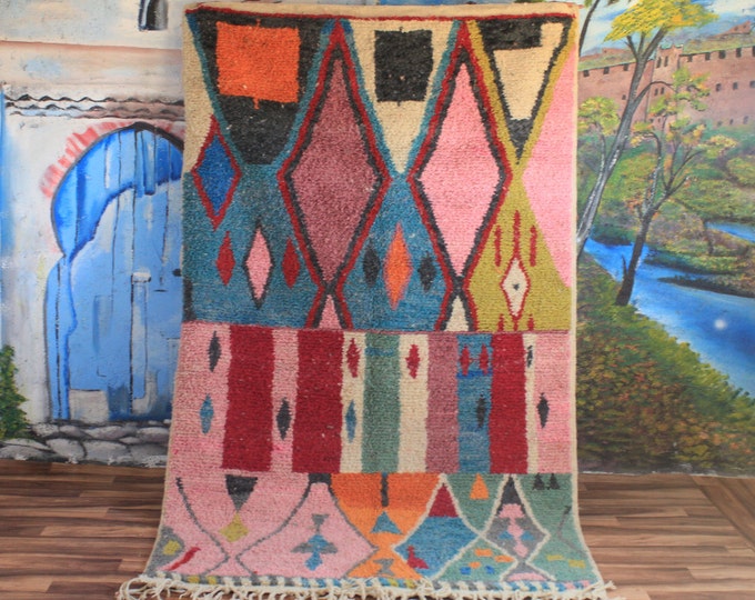 Colorful Moroccan Rug, Custom Fabulous Boujad Rug, Abstract Multicolored Carpet, Handmade Moroccan Rug, Bohemian rug