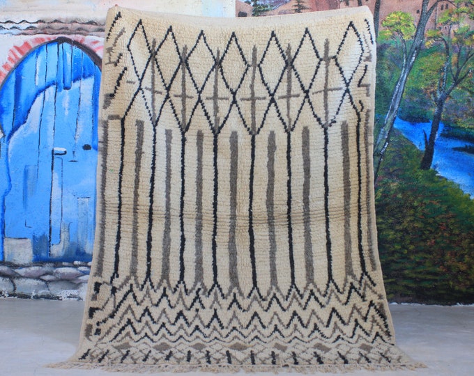 moroccan rug custom beni ouarain - authentic beni ourain rug, moroccan beni rug, natural wool area rug, handmade furniture