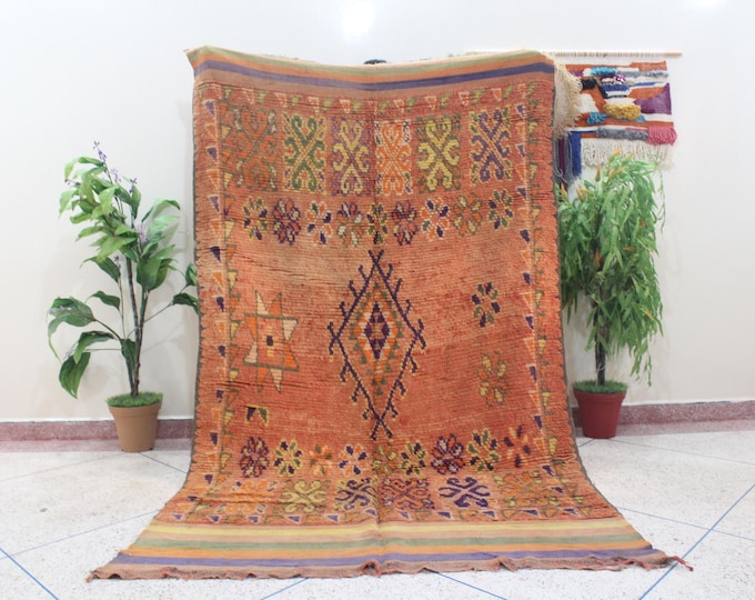 Amazing Multicolored Rug - Vintage Fabulous Boujaad Rug - Handmade Rug - Moroccan Berber Rug - Traditional Moroccan Carpet - 5.0x8.6ft