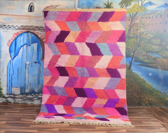 Colorful Moroccan Rug, Custom Fabulous Boujad Rug, Abstract Multicolored Carpet, Handmade Moroccan Rug, Bohemian rug