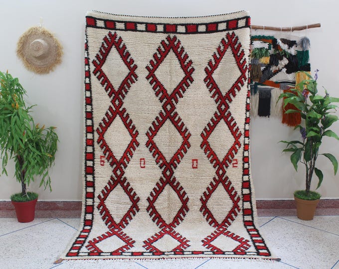 Amazing Multicolored Rug - Vintage Fabulous Beni ourain Rug - Handmade Rug - Moroccan Berber Rug - Traditional Moroccan Carpet - 5.0x8.6ft