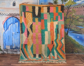 colorful moroccan rug, custom fabulous boujad rug, azilal rug, abstract multicolored carpet, handmade moroccan rug, bohemian rug
