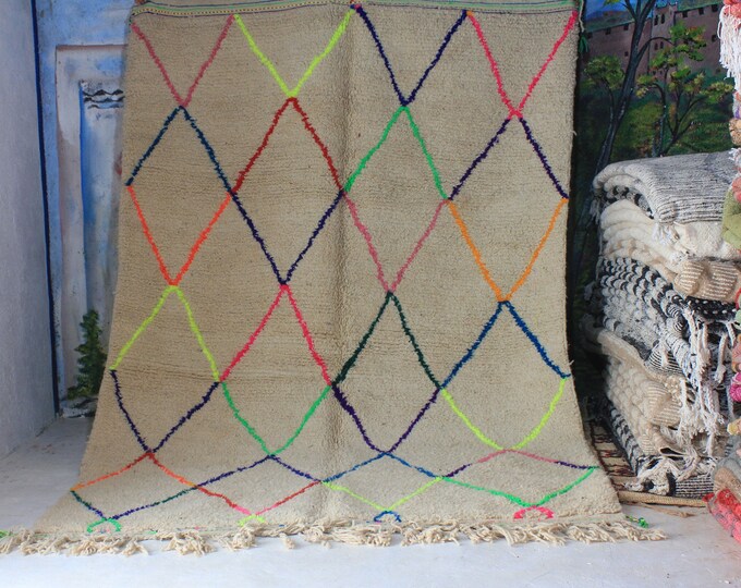 moroccan rug custom beni ouarain - authentic beni ourain rug, moroccan beni rug, natural wool area rug, handmade furniture