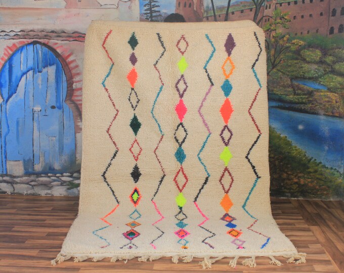 Custom Fabulous Azilal Rug, Authentic Moroccan Rug, Azilal rug, Abstract Multicolored Carpet, Handmade Moroccan Rug, Bohemian rug