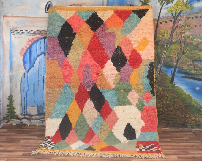 Colorful Moroccan Rug, Custom Fabulous Boujad Rug, Abstract Multicolored Carpet, Handmade Moroccan Rug, Bohemian rug