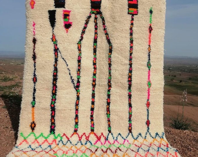 Moroccan Handmade Rug Carpet Abstract Rug Handmade Wool Rug Berber Azilal Rug Handwoven Wool Rug
