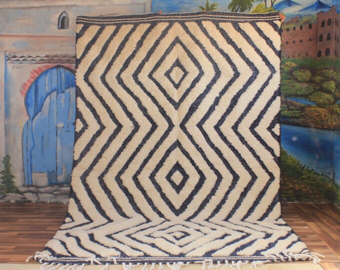 Moroccan Handmade rug ,Beni ourain style Morocco wool Berber Rug, modern rug, Hand woven rug, Azilal Berber style