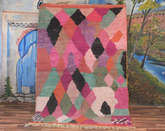 Authentic Moroccan Rug, Custom Fabulous Boujad Rug, Azilal rug, Abstract Multicolored Carpet, Handmade Moroccan Rug, Bohemian Rug