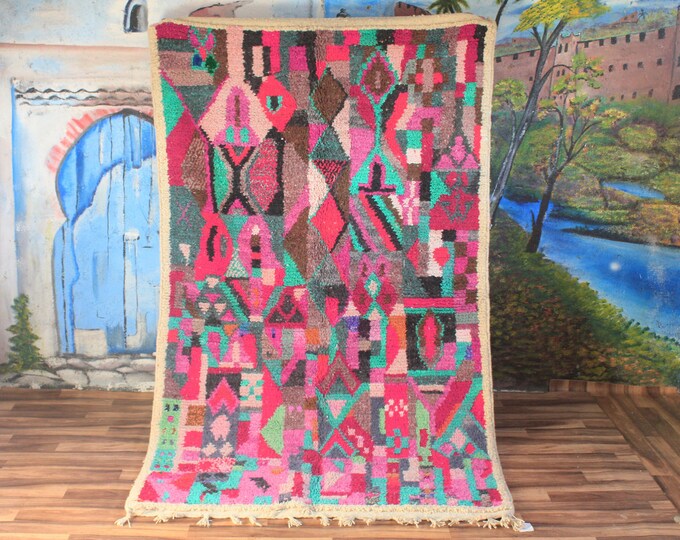 colorful moroccan rug, custom fabulous boujad rug, azilal rug, abstract multicolored carpet, handmade moroccan rug, bohemian rug
