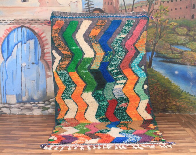 colorful moroccan rug, custom fabulous boujad rug, azilal rug, abstract multicolored carpet, handmade moroccan rug, bohemian rug