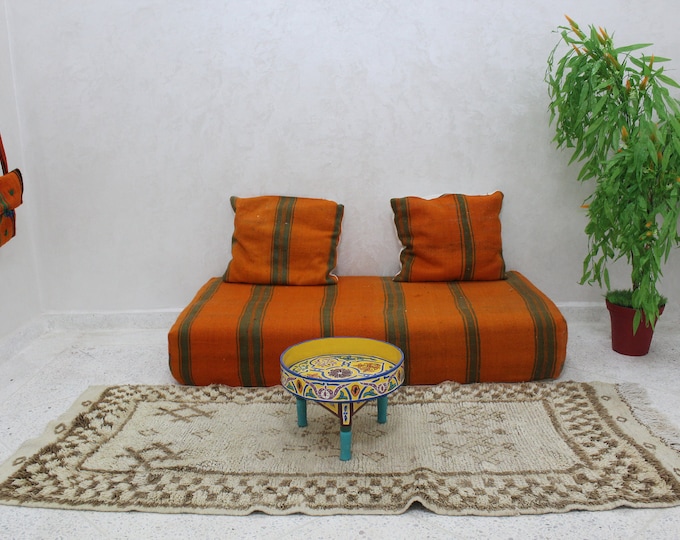 Authentic Moroccan Rug, Vintage Beni Ourain Rug, 6.5 Ft x 2.5 Ft, Vintage Moroccan Rug