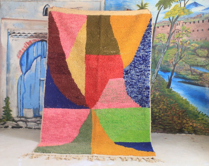 Custom Fabulous Azilal Rug, Authentic Moroccan Rug, Azilal rug, Abstract Multicolored Carpet, Handmade Moroccan Rug, Bohemian rug