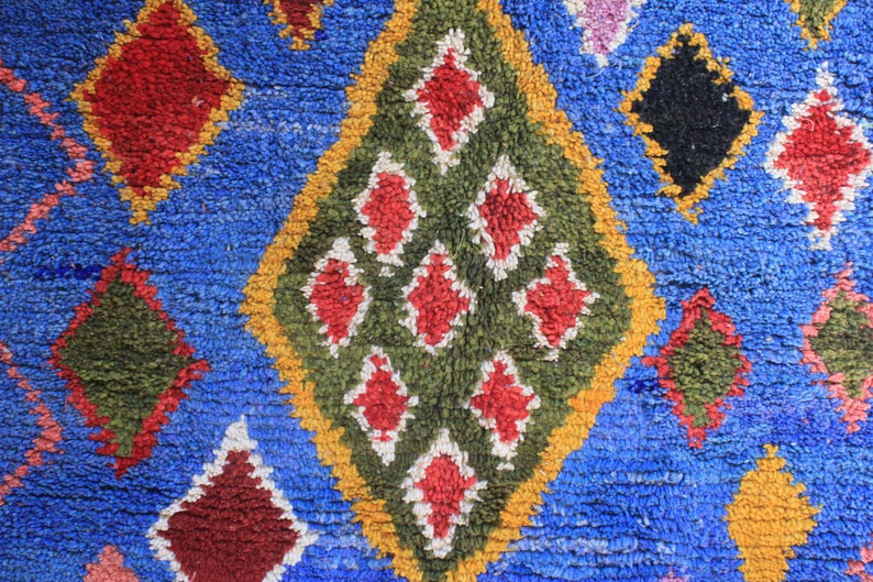 colorful moroccan rug, custom fabulous boujad rug, azilal rug, abstract multicolored carpet, handmade moroccan rug, bohemian rug image 2