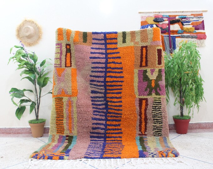 Moroccan Orange rug, Azilal rug, Handmade Moroccan rug, Custom rug, berber rug, Boujaad rug, Area rug, Morocco rug, Wool rug