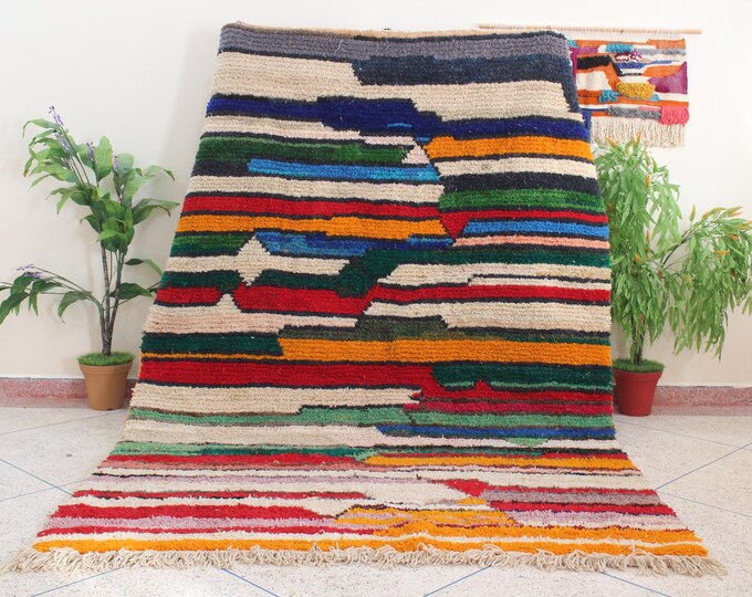 colorful moroccan rug, custom fabulous boujad rug, azilal rug, abstract multicolored carpet, handmade moroccan rug, bohemian rug
