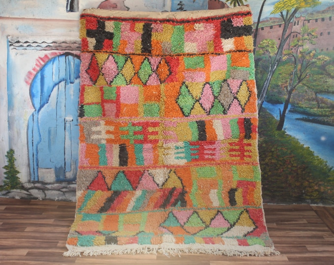 Colorful Moroccan Rug, Custom Fabulous Boujad Rug, Abstract Multicolored Carpet, Handmade Moroccan Rug, Bohemian rug