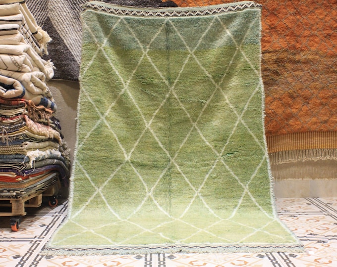 Authentic Moroccan Rug, Custom Fabulous Boujad Rug, Azilal rug, Abstract Green Carpet, Handmade Moroccan Rug, Bohemian Rug
