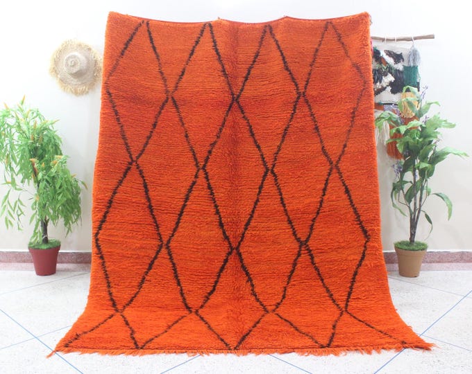 Handmade ORANGE MOROCCAN CARPET, Custom Beni Ourain Area Rug, Berber Boho Wool Rug, Colorful Abstract Boho Rug, Cozy Chic Orange Rug