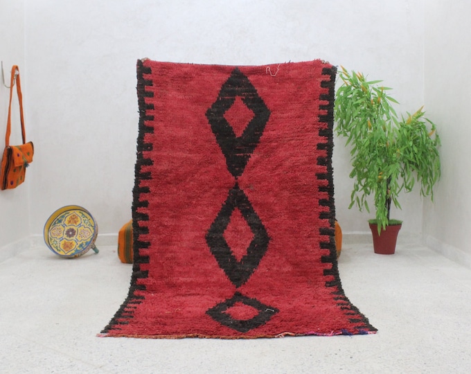 Moroccan Vintage Rug, 6.8 x 3.7 ft, Moroccan Handmade Carpet, Berber Rug, Abstract Rug, boujad rug, Authentic Rug