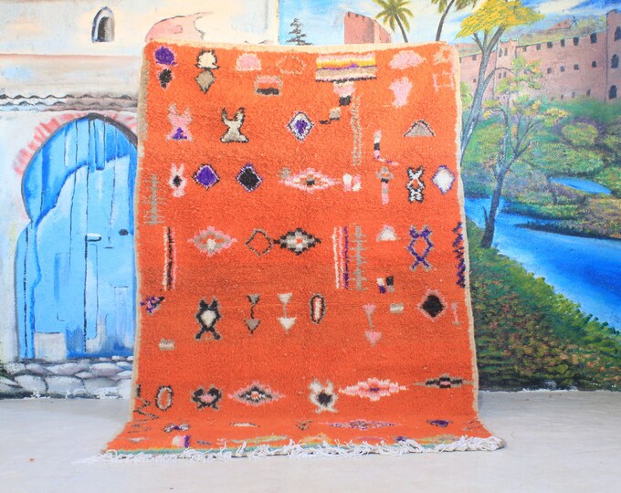 custom fabulous boujad rug, authentic moroccan rug, azilal rug, abstract multicolored carpet, handmade furniture, bohemian rug