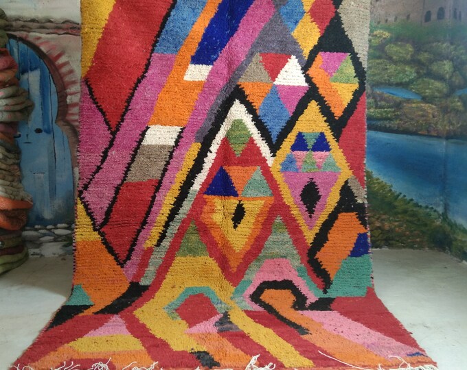 Custom Fabulous Boujad Rug, Authentic Moroccan Rug, Abstract Multicolored Carpet, Handmade Moroccan Rug, Bohemian rug
