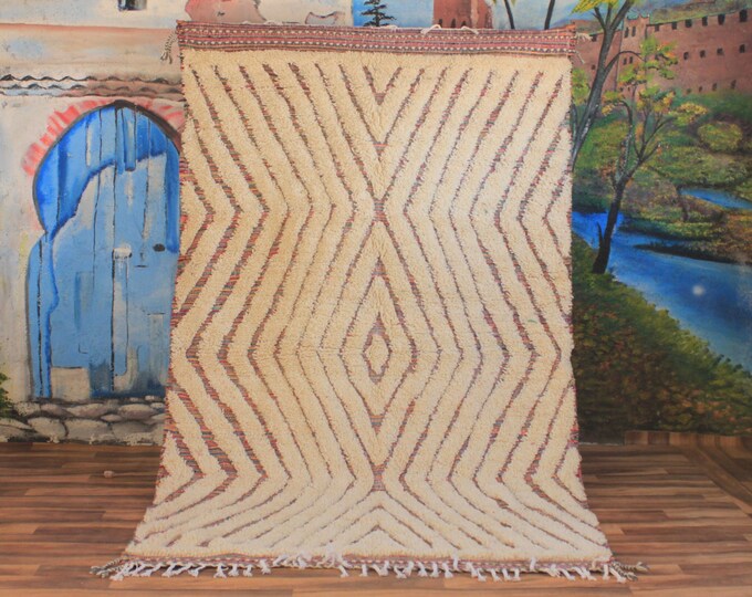 handmade beni ourain rug - moroccan rug - moroccan area rug - custom moroccan rug - boho rug - moroccan wool rug - handmade rug