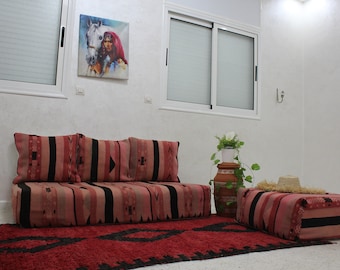 Moroccan sofa, Moroccan Floor sofa, Moroccan floor couch, set of floor sofa pillows pouf, floor pillows, floor pouf
