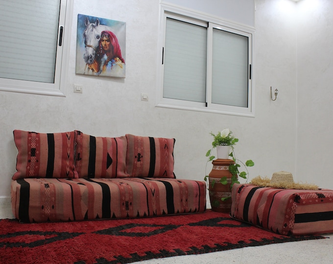 Moroccan sofa, Moroccan Floor sofa, Moroccan floor couch, set of floor sofa pillows pouf, floor pillows, floor pouf