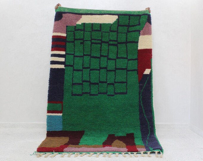 moroccan green rug, bojaad colorful rug, wool rug, handmade rug, custom bojaad rug, style moroccan rug , custom rug