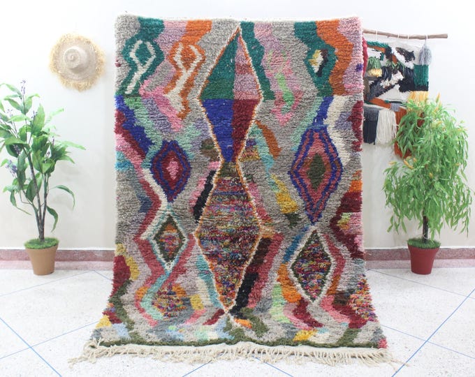 Authentic Moroccan Rug, Custom Fabulous Boujad Rug, Azilal rug, Abstract Multicolored Carpet, Handmade Moroccan Rug, Bohemian Rug