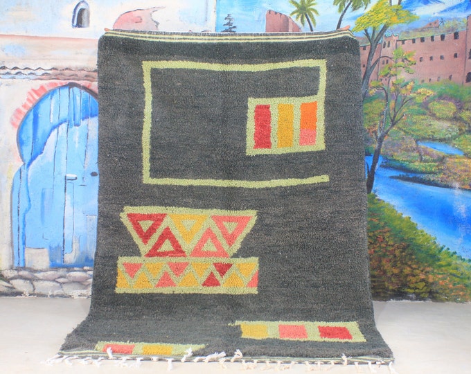 moroccan rug, custom fabulous boujad rug, authentic, azilal rug, abstract multicolored carpet
