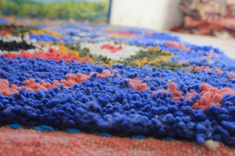 colorful moroccan rug, custom fabulous boujad rug, azilal rug, abstract multicolored carpet, handmade moroccan rug, bohemian rug image 9